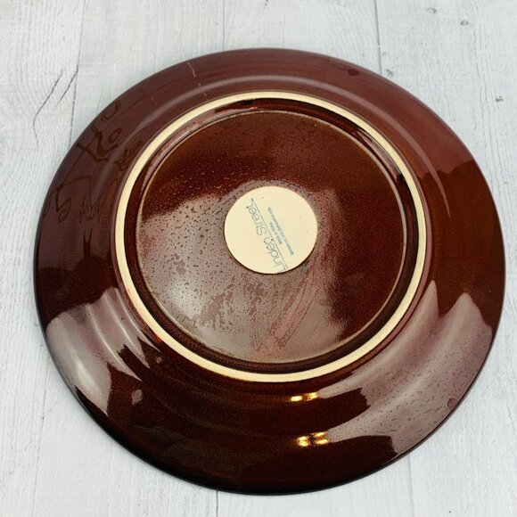 Linden Street WILLOW LANE RUST Embossed Rim Stoneware Lunch Salad  Plates Set 3 - Picture 5 of 9
